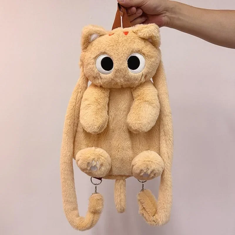 Black Cat Backpacks Big Eyes Kitten Doll Plush Kawaii Stuffed Animals Shoulder Bag Large-capacity Soft Toy Fashion Crossbody Bag