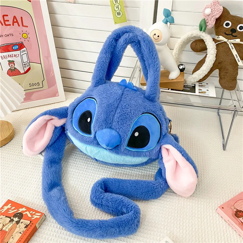Disney Anime Lilo & Stitch Toy Kawaii Messenger Bag Girl Heart Handbag Stitch Doll Children Cartoon Soft Sweetheart Shoulder Bag