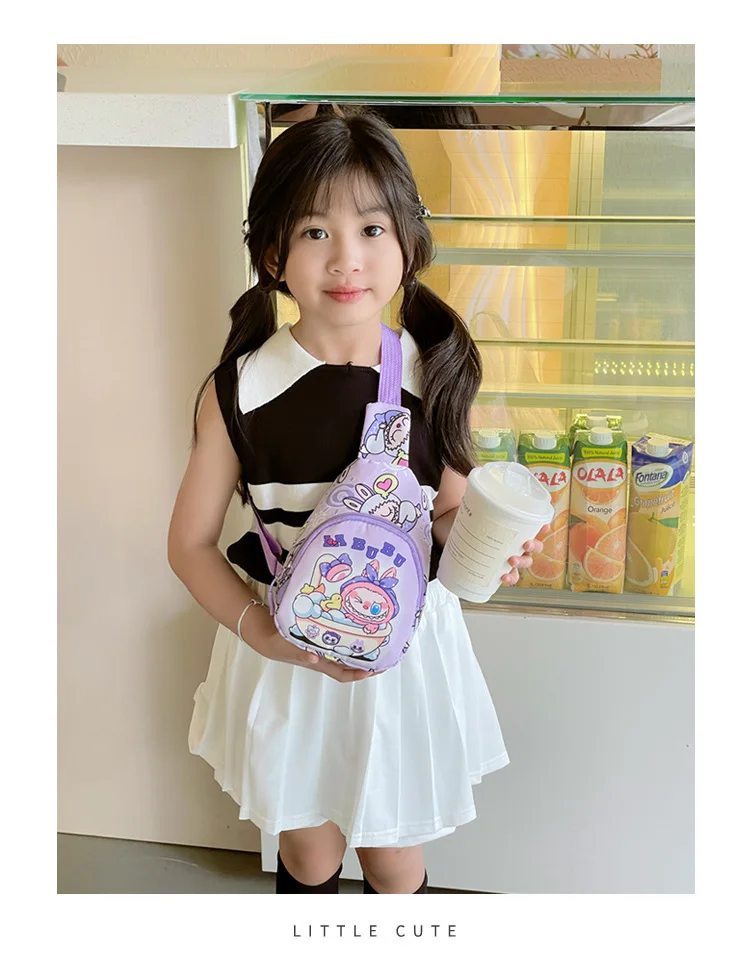 2024 Bubble Mart Labubu children's bag chest bag cartoon explosion girl accessories bag tide tide slimbopher bag 2024 Bubble Mart Labubu children's bag chest bag cartoon explosion girl accessories bag tide tide slimbopher bag
