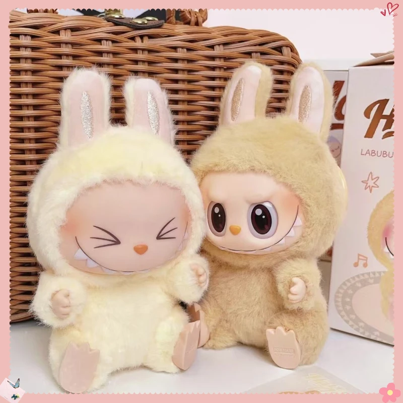 Kawaii Macaron 2nd The Monsters Labubu Sitting Party Vinyl Plush Blind Box Toy Keychain Pendant Surprise Box Birthday Gift