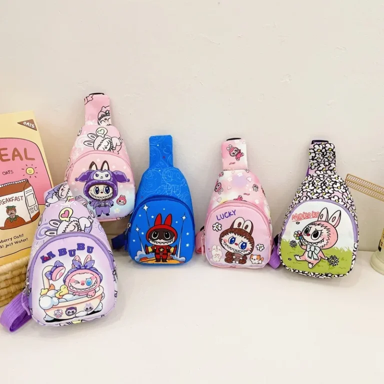 Labubu Cartoon Silicone Coin Purse Kids Crossbody Bag Cute Travel Accessories Birthday Gift for Children Outings Portable Storag