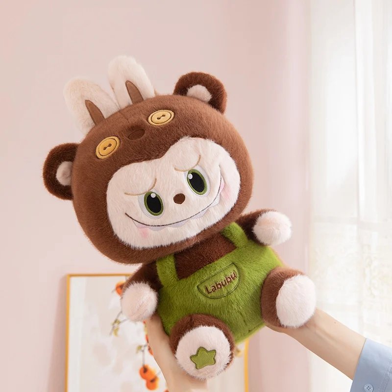 Original Popmart Labubu Braces Plush Toy Kawaii Stuffed Doll 3 Sizes Animal Cute Labubu Cartoon Pillow Home Decor Birthday Gifts