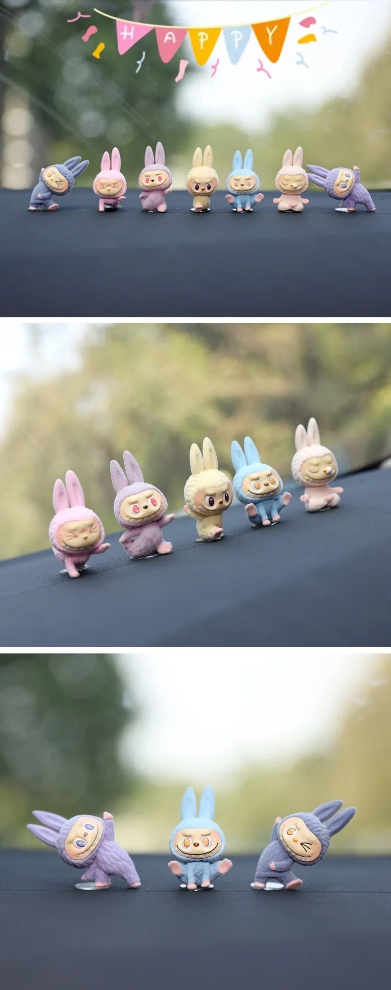 Labubu Car Dashboard Display Toy Blind Box Automotive Interior Decoration Cartoon Yoga Series Center Console Ornament