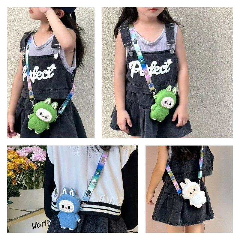 Labubu Monsters Cartoon Silicone Wallet Macaroon Mini Crossbody Bag Labubus Portable Waterproof Storage Shoulder Bag Kids Gifts