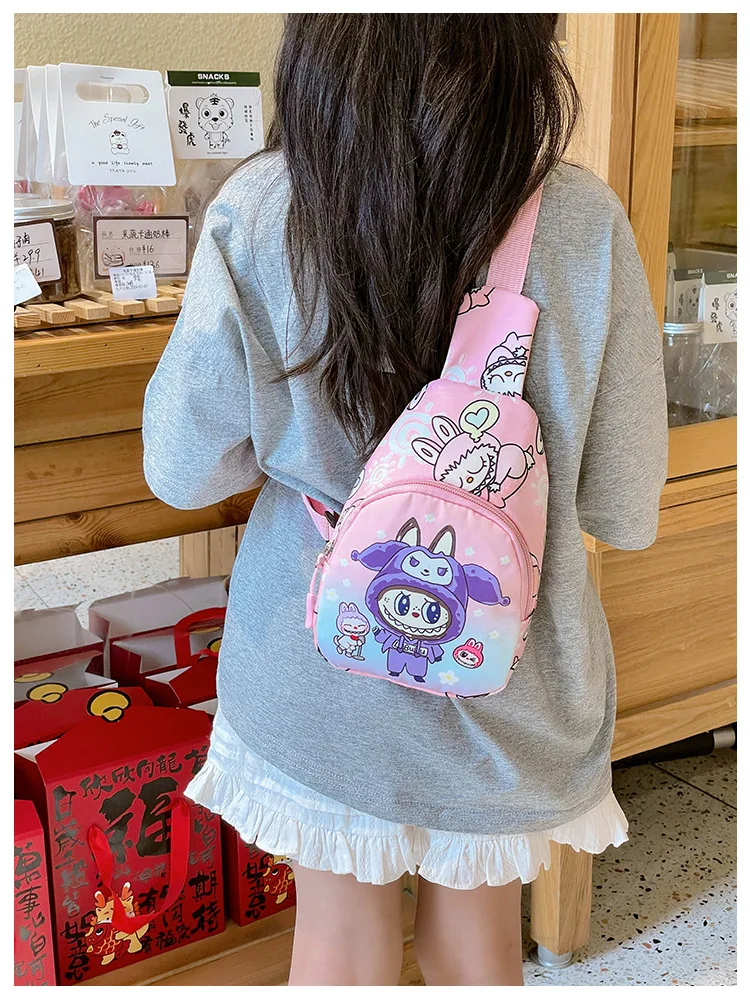 2024 Bubble Mart Labubu children's bag chest bag cartoon explosion girl accessories bag tide tide slimbopher bag 2024 Bubble Mart Labubu children's bag chest bag cartoon explosion girl accessories bag tide tide slimbopher bag