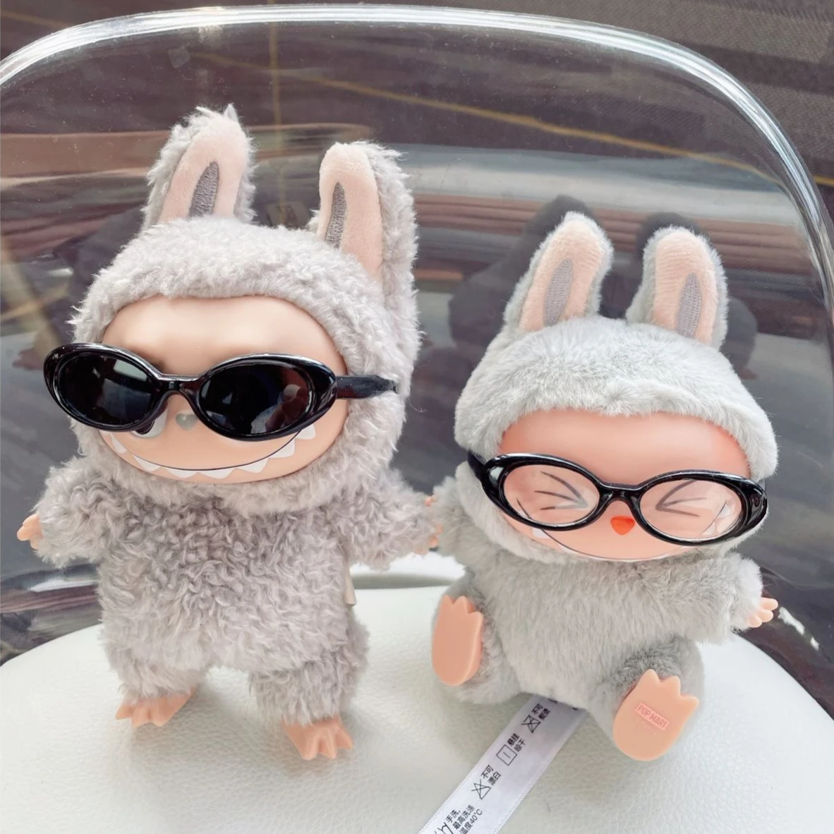 6.5cm Oval Sunglasses Fashion Transparent Plastic Glasses for Labubu MSD SD Plush for Kpop Idol Doll Sunglasses Accessories