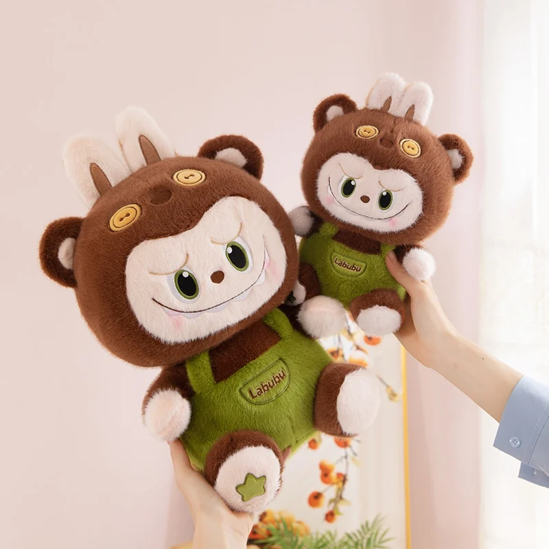 Original Popmart Labubu Braces Plush Toy Kawaii Stuffed Doll 3 Sizes Animal Cute Labubu Cartoon Pillow Home Decor Birthday Gifts