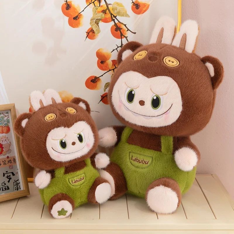 Original Popmart Labubu Braces Plush Toy Kawaii Stuffed Doll 3 Sizes Animal Cute Labubu Cartoon Pillow Home Decor Birthday Gifts