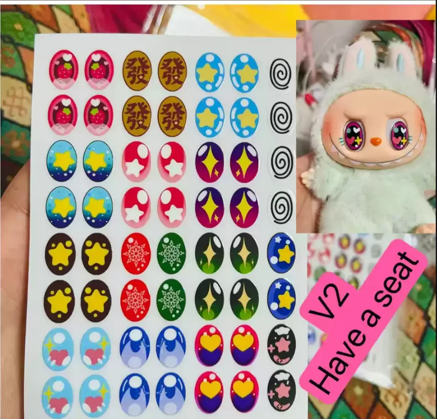 17cm Labubu V1v2 Custom Gorgeous And Exquisite Eye Stickers Eyelash Stickers Vinyl Dolls Makeup Diy Tools Accessories 17cm Labubu V1v2 Custom Gorgeous And Exquisite Eye Stickers Eyelash Stickers Vinyl Dolls Makeup Diy Tools Accessories