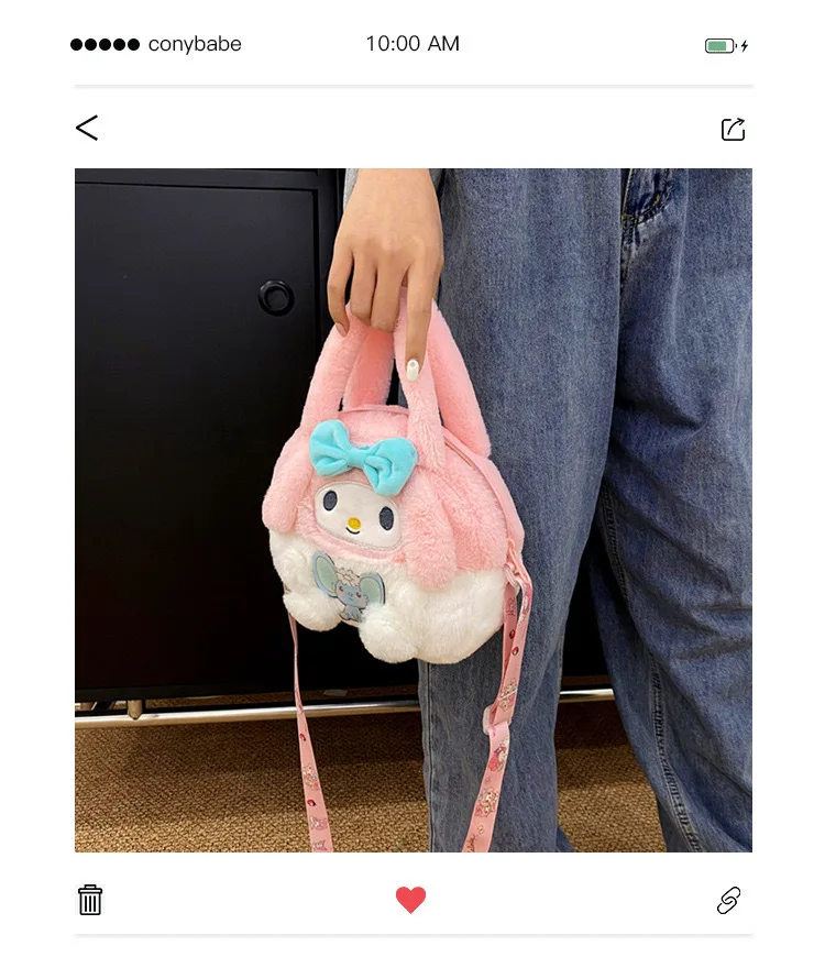 Kawaii Sanrio Plush Bag Kuromi Backpack Anime Melody Cinnamoroll Plushie Handbags Pochacco Cartoon Stuffed Bag for Girls Gifts Kawaii Sanrio Plush Bag Kuromi Backpack Anime Melody Cinnamoroll Plushie Handbags Pochacco Cartoon Stuffed Bag for Girls Gifts