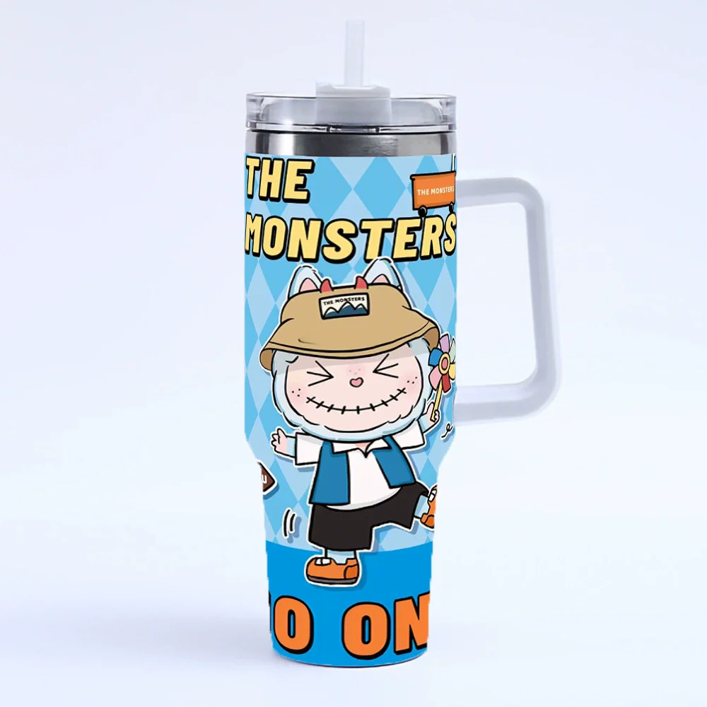 New 40OZ stainless steel drum type tibial drive insulated cup with straw and lid, large capacity car cup