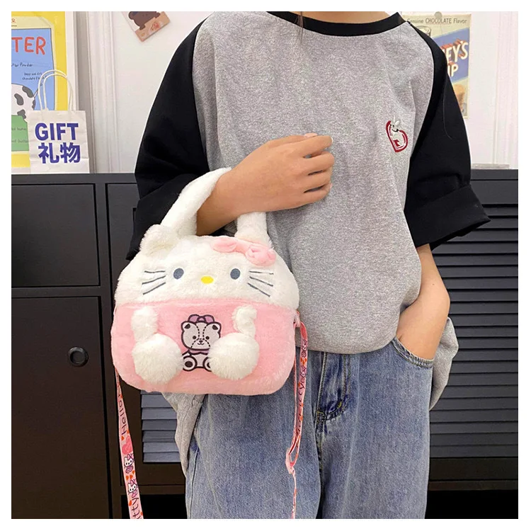 Kawaii Sanrio Plush Bag Kuromi Backpack Anime Melody Cinnamoroll Plushie Handbags Pochacco Cartoon Stuffed Bag for Girls Gifts Kawaii Sanrio Plush Bag Kuromi Backpack Anime Melody Cinnamoroll Plushie Handbags Pochacco Cartoon Stuffed Bag for Girls Gifts