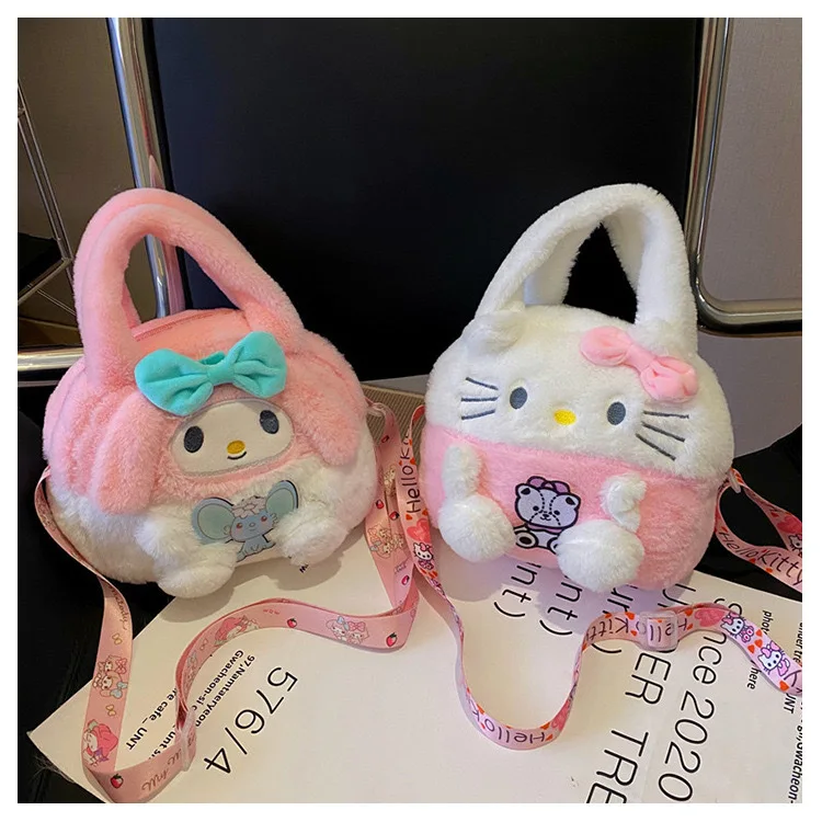 Kawaii Sanrio Plush Bag Kuromi Backpack Anime Melody Cinnamoroll Plushie Handbags Pochacco Cartoon Stuffed Bag for Girls Gifts Kawaii Sanrio Plush Bag Kuromi Backpack Anime Melody Cinnamoroll Plushie Handbags Pochacco Cartoon Stuffed Bag for Girls Gifts