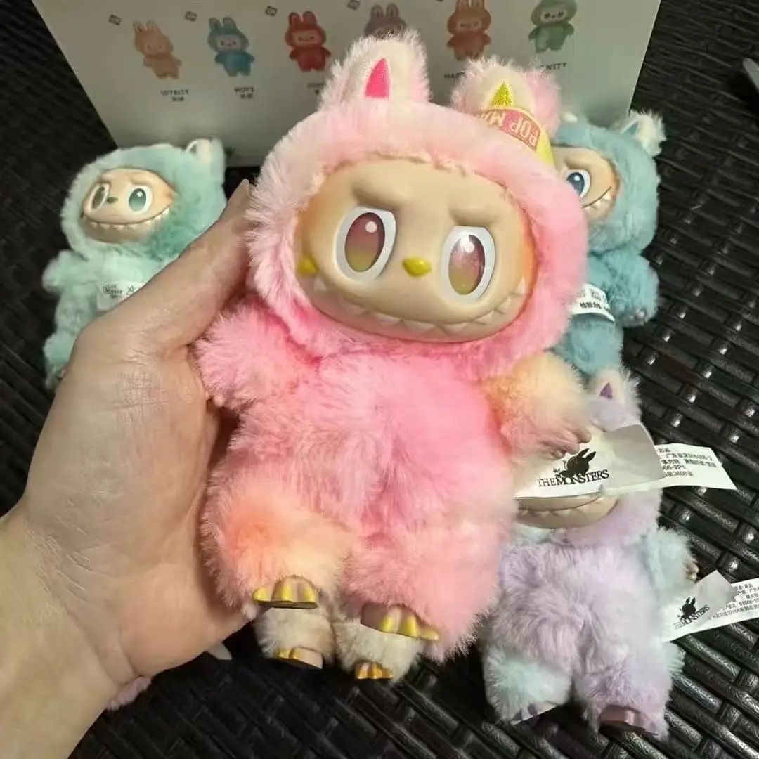 Miniso V2 LABU Monsters Heartbeat Macaron Enamel Face Cute Stuffed Pvc Figurine Tabletop Ornament Kawaii Toy Birthday For Kid