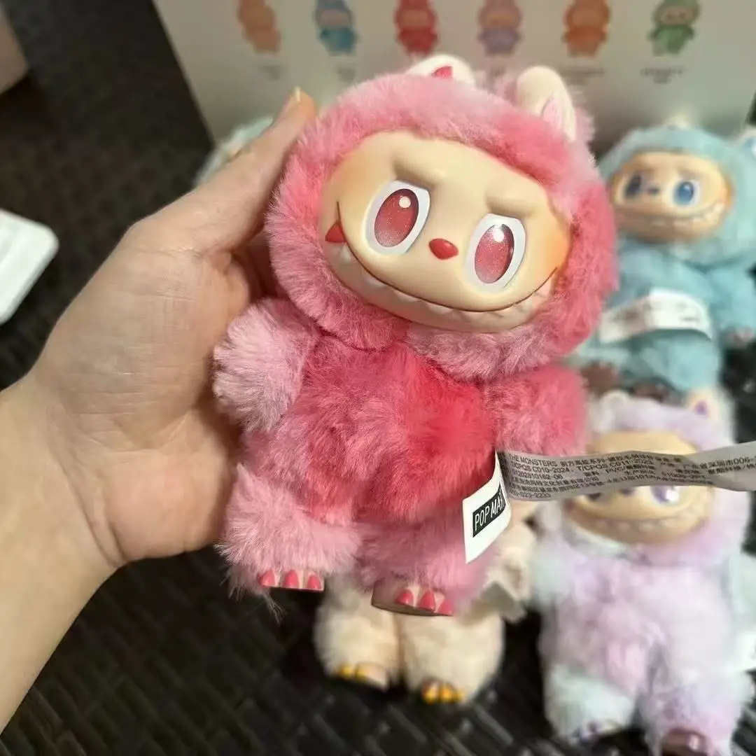 Miniso V2 LABU Monsters Heartbeat Macaron Enamel Face Cute Stuffed Pvc Figurine Tabletop Ornament Kawaii Toy Birthday For Kid