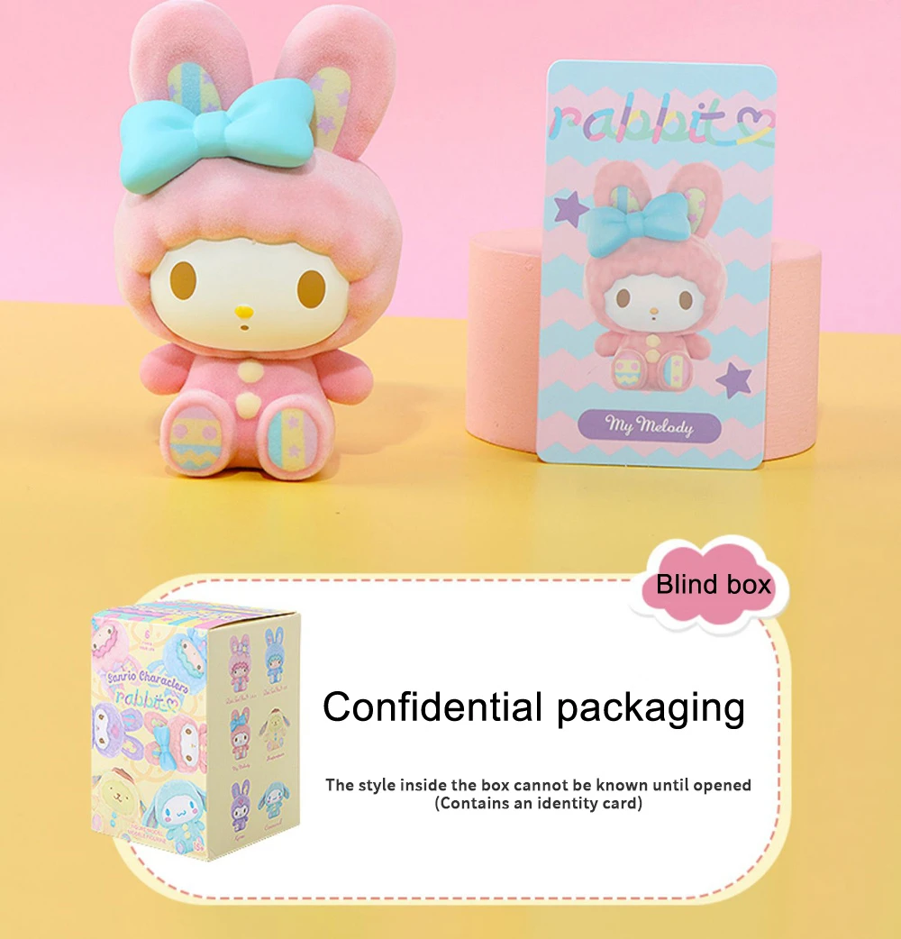 Miniso Sanrio Plush Rabbit Blind Box Doll New Toy Cinnamon/Kuromi Figurine Doll Room Decoration Model Blind Box Gift Random 1PC