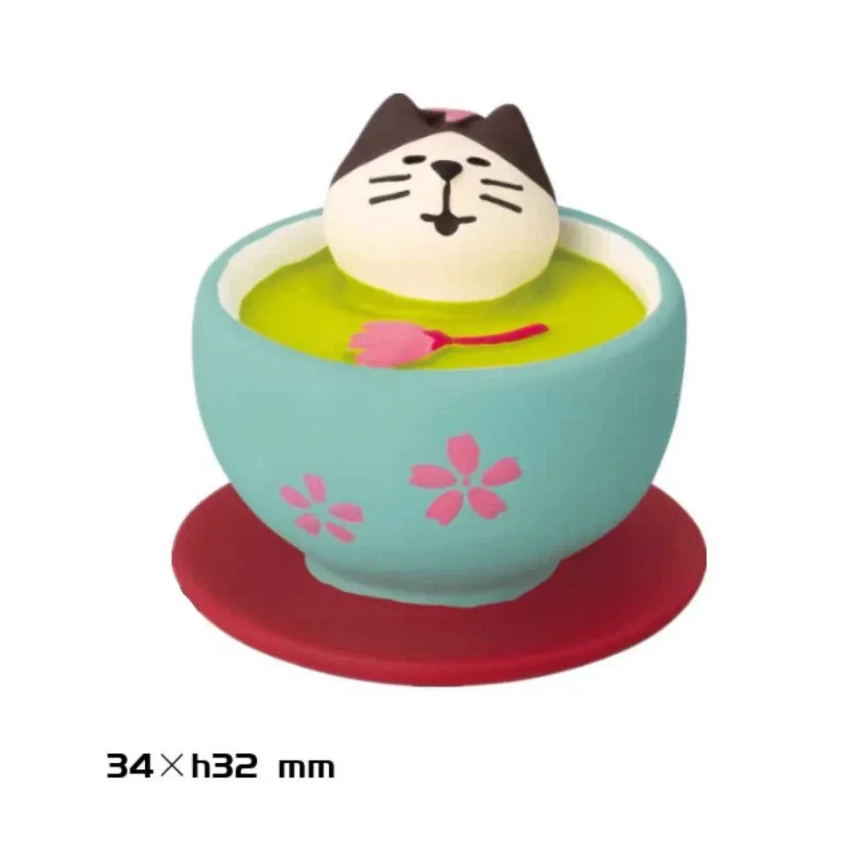 ZAKKA Japanese Style Cute Cat Flower Appreciation Cherry Blossom Matcha INS Trendy Toy DIY Resin Handicraft Small Ornaments