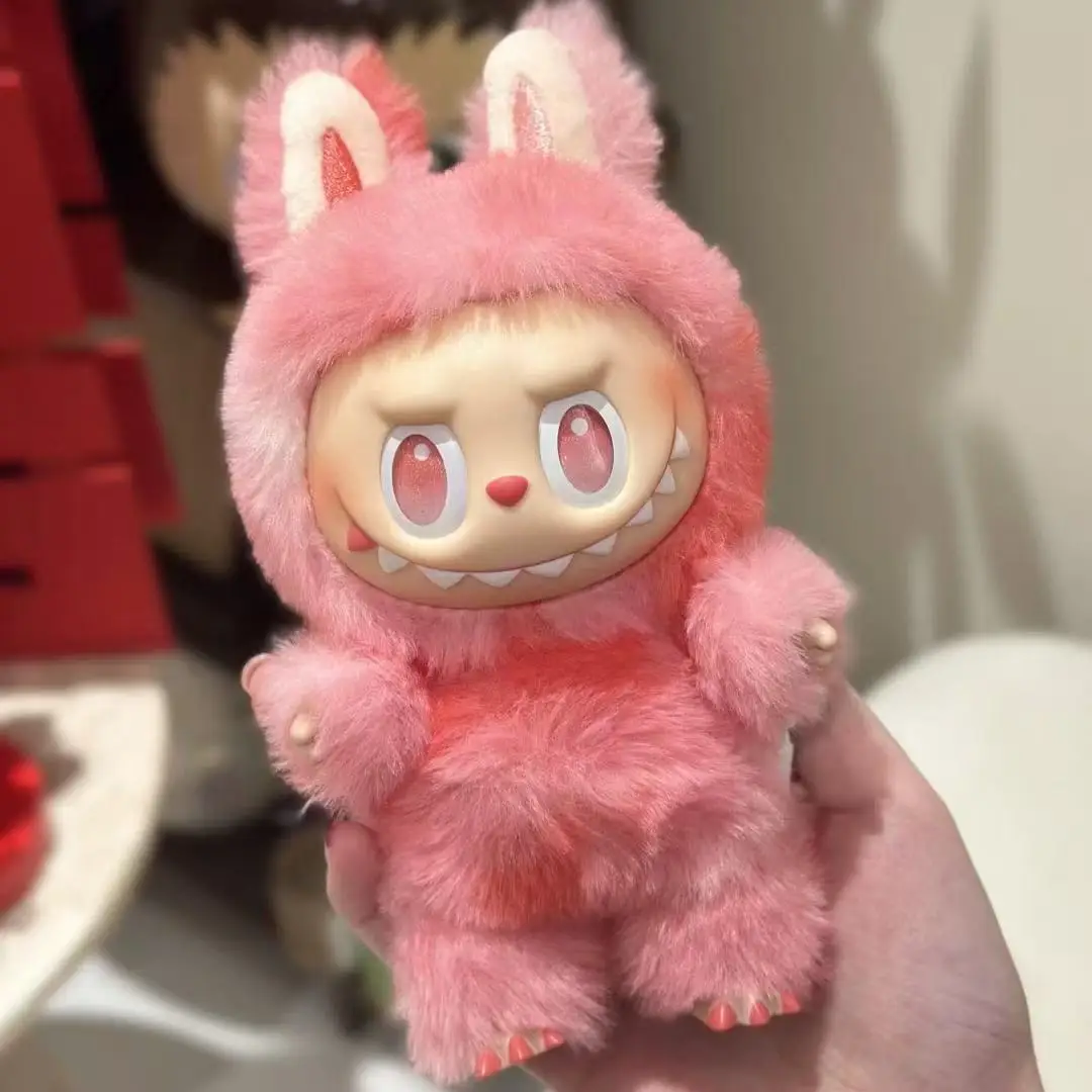 Miniso V2 LABU Monsters Heartbeat Macaron Enamel Face Cute Stuffed Pvc Figurine Tabletop Ornament Kawaii Toy Birthday For Kid