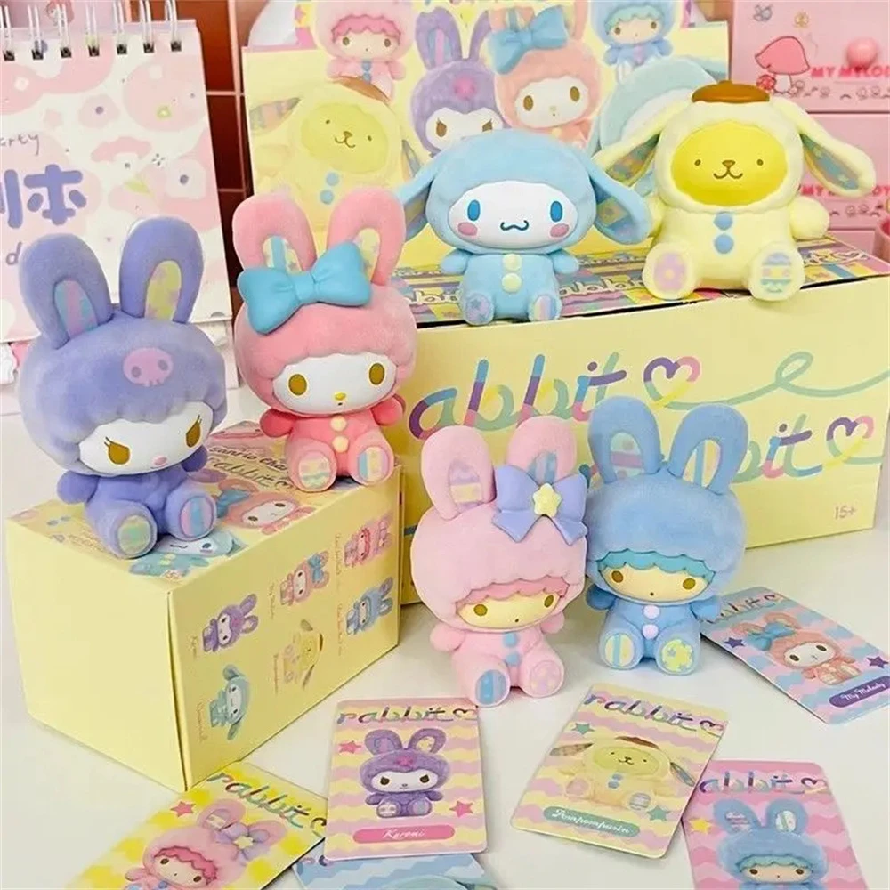 Miniso Sanrio Plush Rabbit Blind Box Doll New Toy Cinnamon/Kuromi Figurine Doll Room Decoration Model Blind Box Gift Random 1PC
