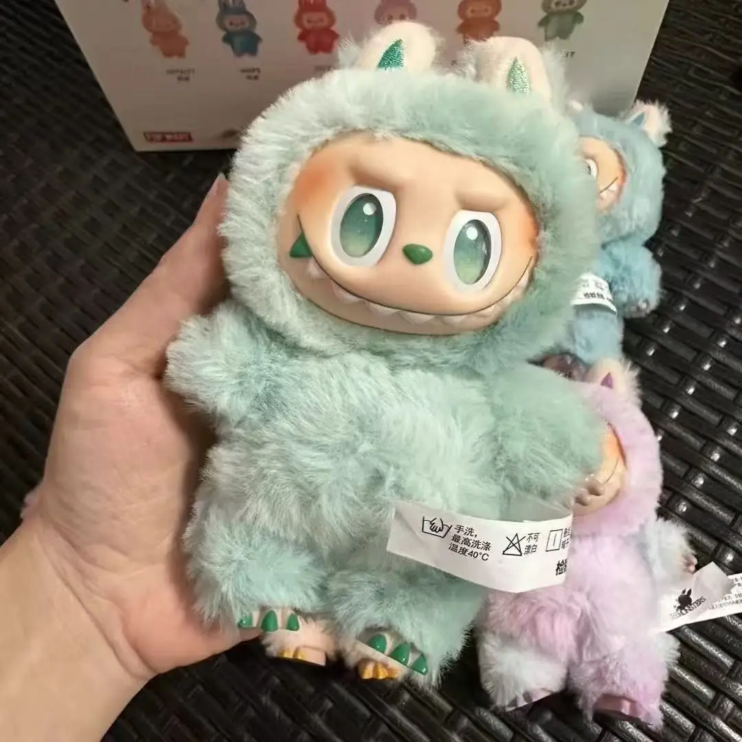 Miniso V2 LABU Monsters Heartbeat Macaron Enamel Face Cute Stuffed Pvc Figurine Tabletop Ornament Kawaii Toy Birthday For Kid