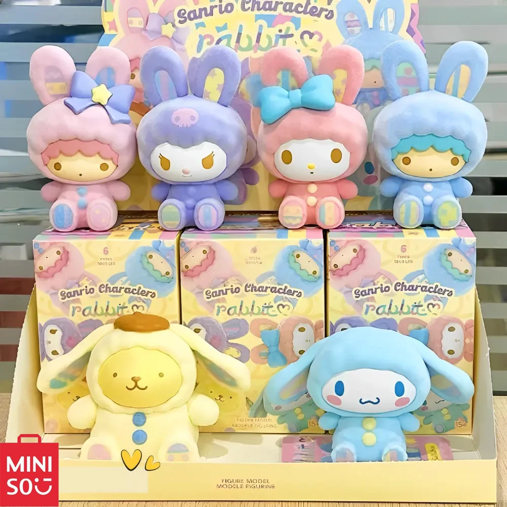 Miniso Sanrio Plush Rabbit Blind Box Doll New Toy Cinnamon/Kuromi Figurine Doll Room Decoration Model Blind Box Gift Random 1PC