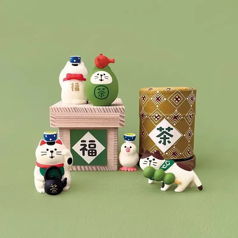 Japanese Tea Garden Leisure Scene Decoration ZAKKA Fashion Play Gift sushi Cat Toy DIY Resin Cute grain Craft Small Decoration