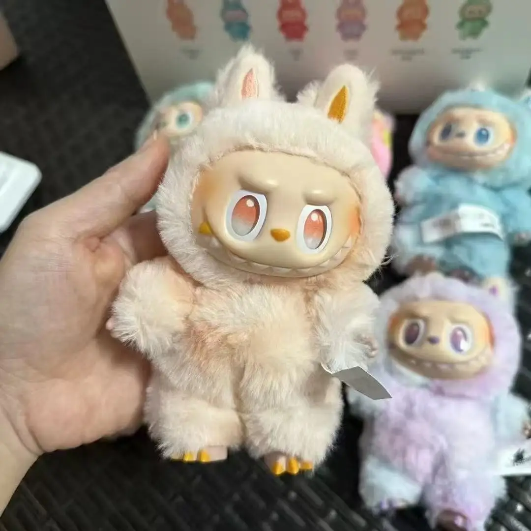 Miniso V2 LABU Monsters Heartbeat Macaron Enamel Face Cute Stuffed Pvc Figurine Tabletop Ornament Kawaii Toy Birthday For Kid