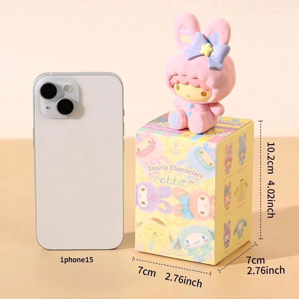 Miniso Sanrio Plush Rabbit Blind Box Doll New Toy Cinnamon/Kuromi Figurine Doll Room Decoration Model Blind Box Gift Random 1PC