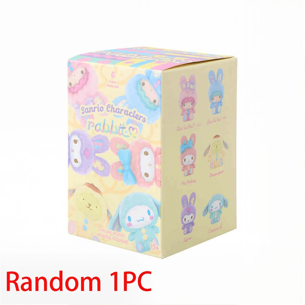 Miniso Sanrio Plush Rabbit Blind Box Doll New Toy Cinnamon/Kuromi Figurine Doll Room Decoration Model Blind Box Gift Random 1PC
