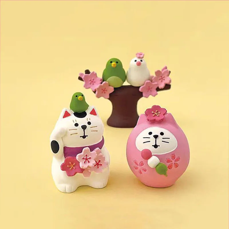 ZAKKA Japanese Style Cute Cat Flower Appreciation Cherry Blossom Matcha INS Trendy Toy DIY Resin Handicraft Small Ornaments